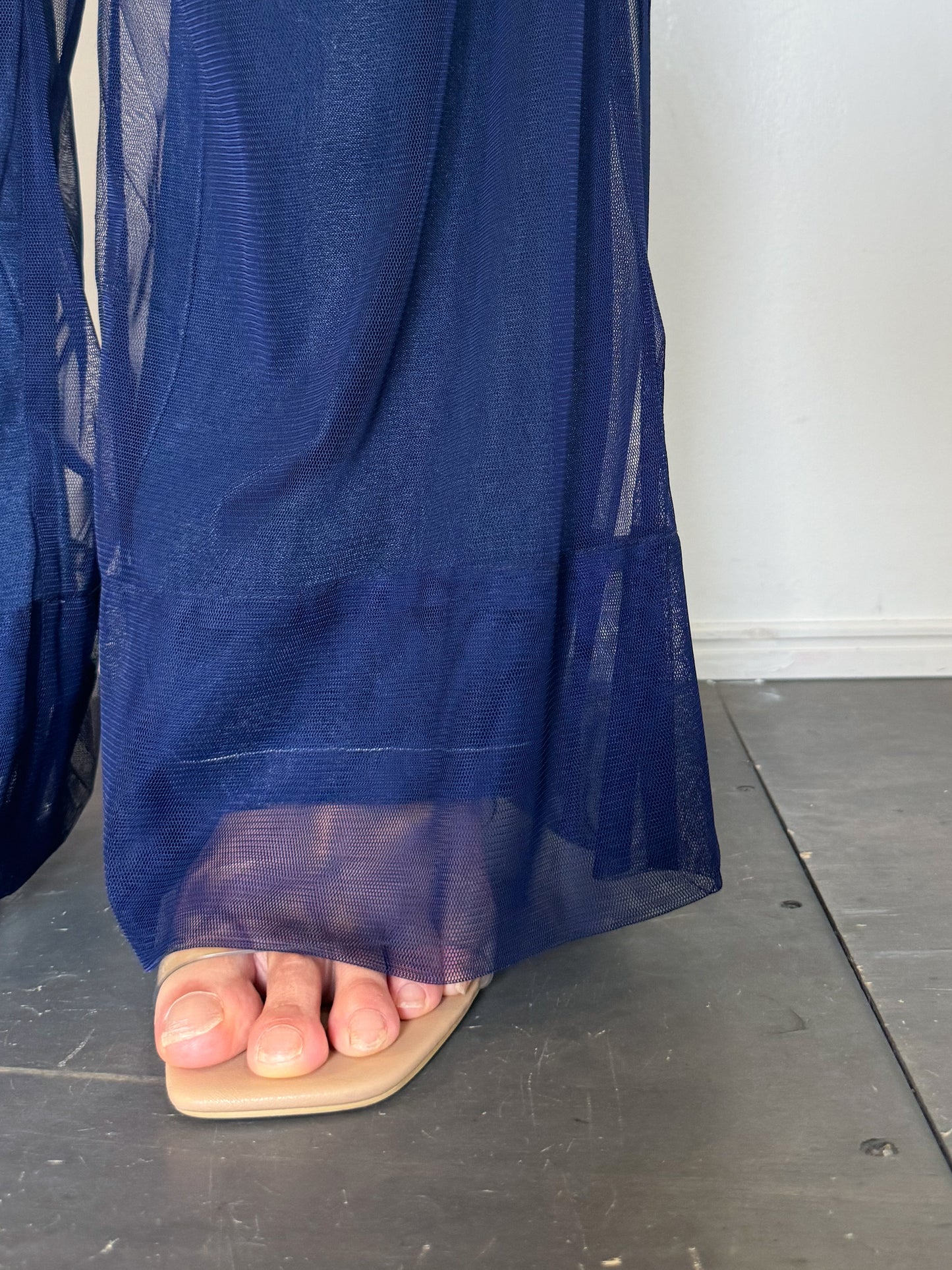 チュールレイヤードデニムパンツ