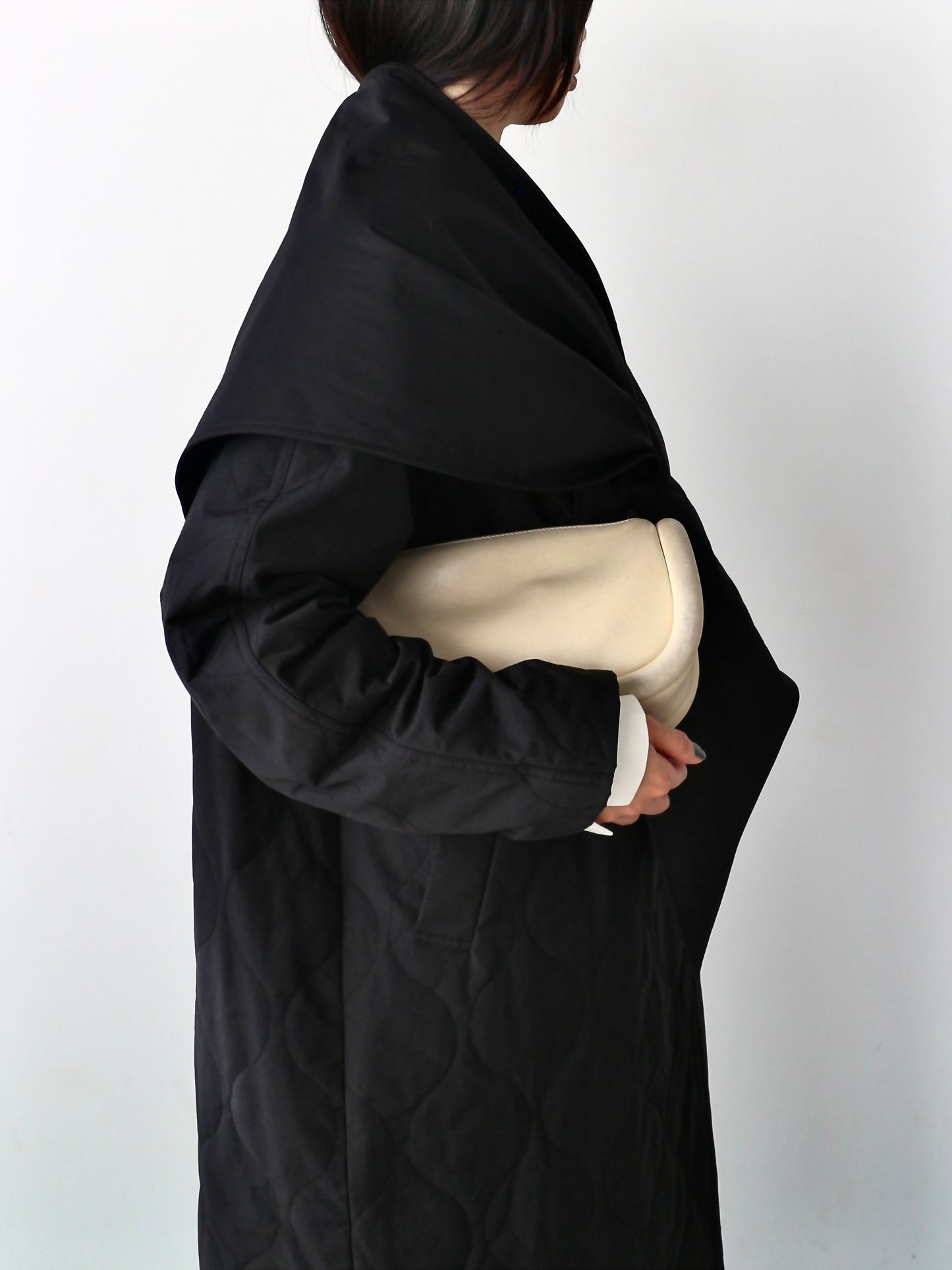 Pqran ストール付きキルティングコート