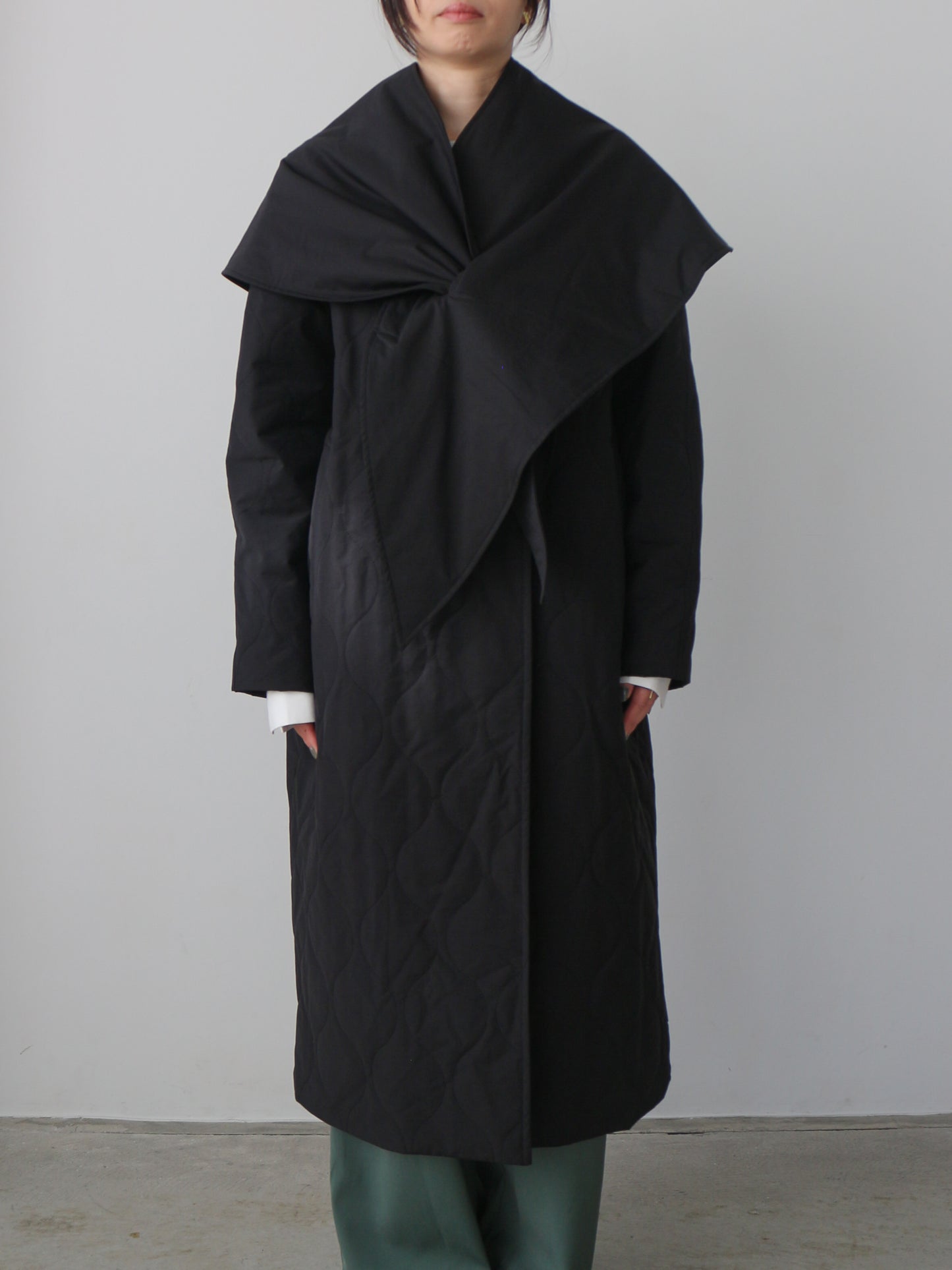 ストール付きキルティングコート