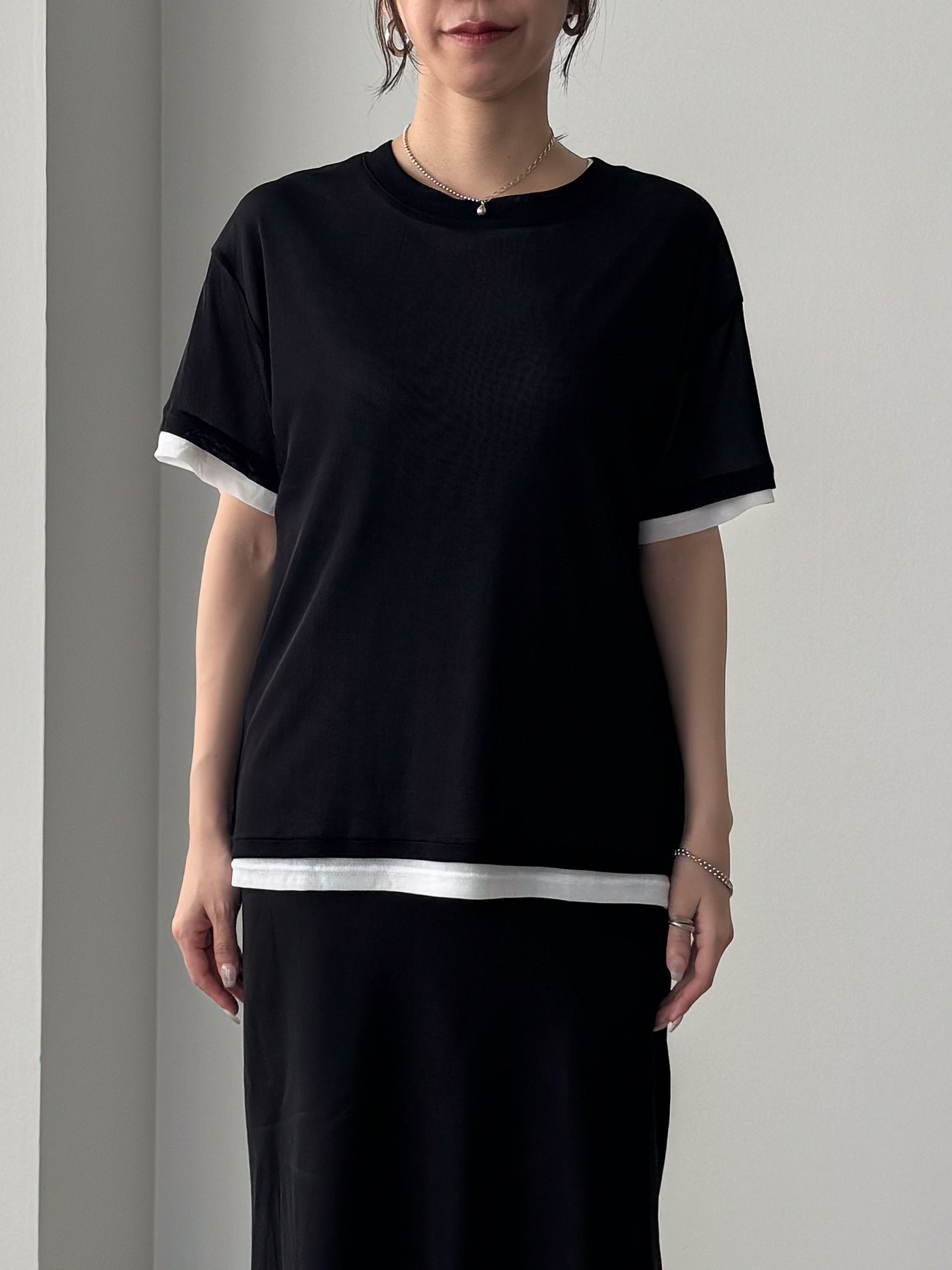 レイヤードニットTシャツ