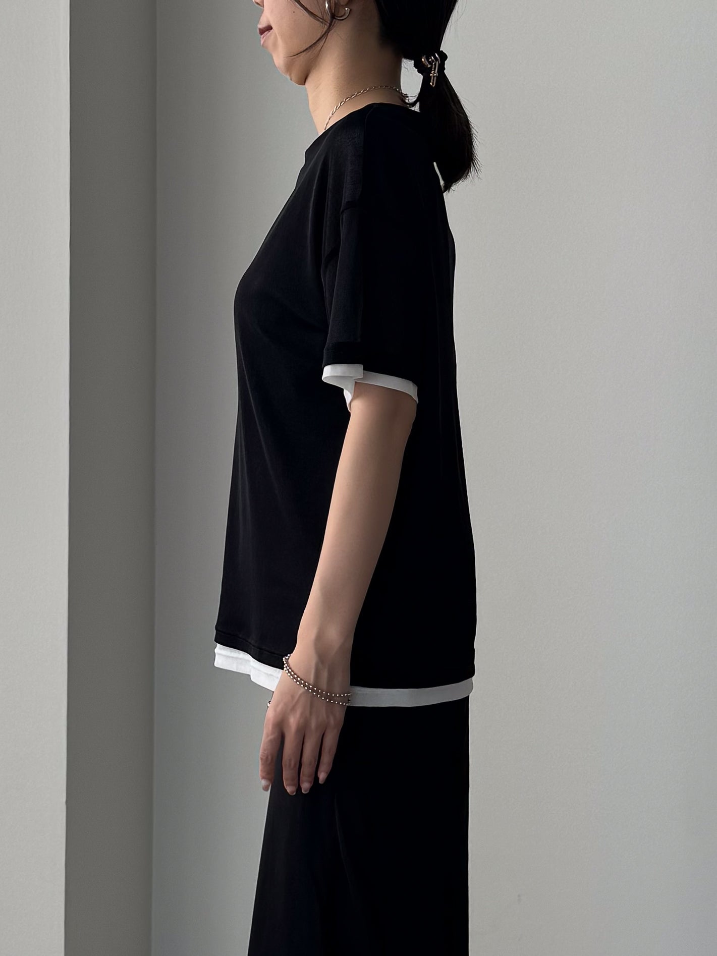 レイヤードニットTシャツ