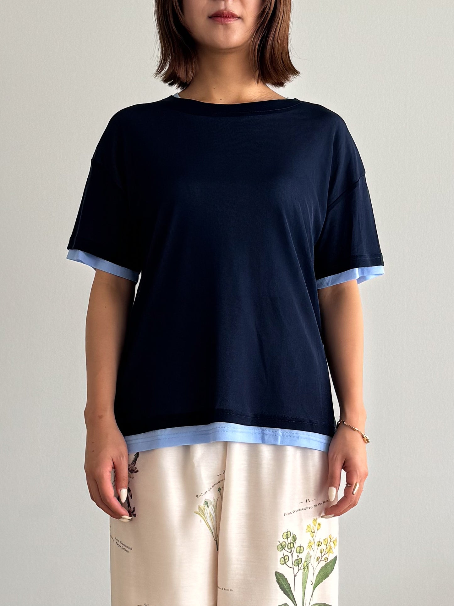 レイヤードニットTシャツ