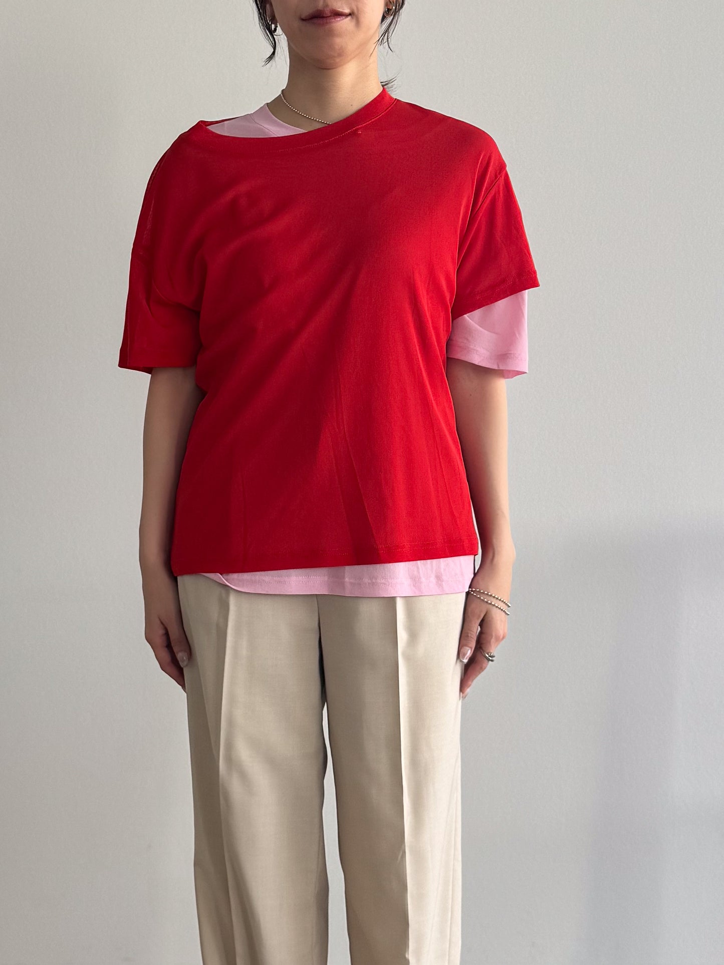 レイヤードニットTシャツ