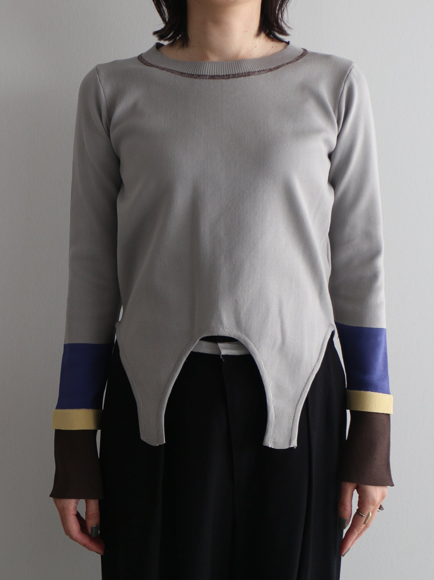 eru 配色スリーブニットトップス