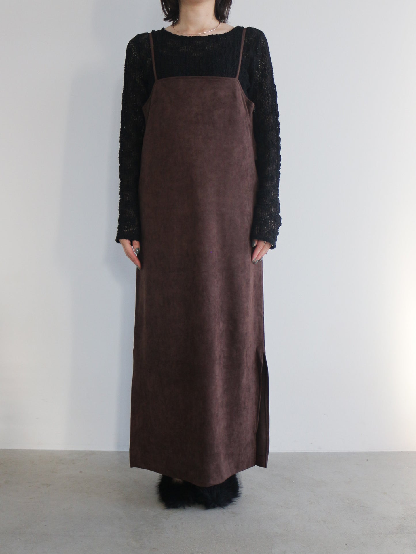 スエードキャミワンピース