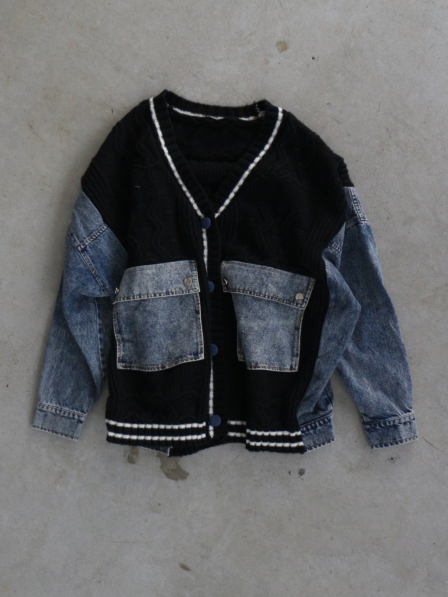 eru デニムスリーブドッキングカーディガン