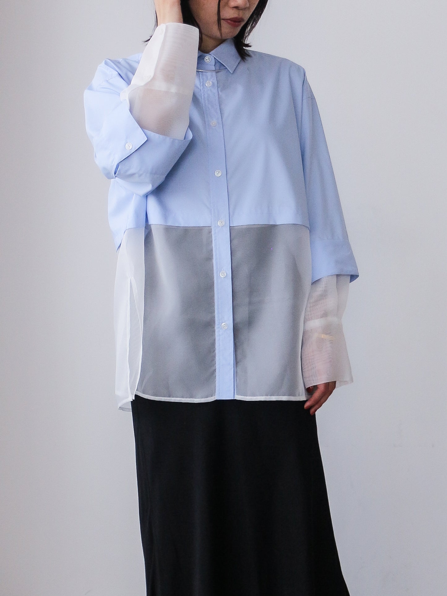 Pqran シアー切替シャツ