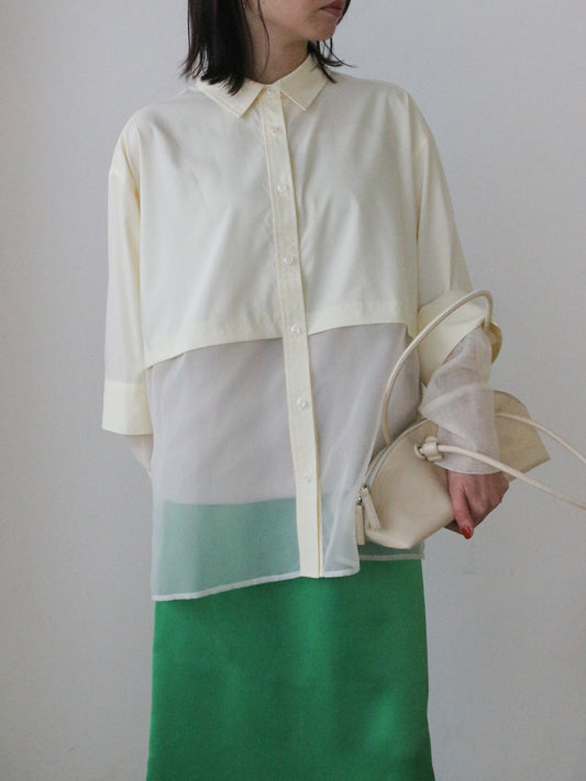 Pqran シアー切替シャツ