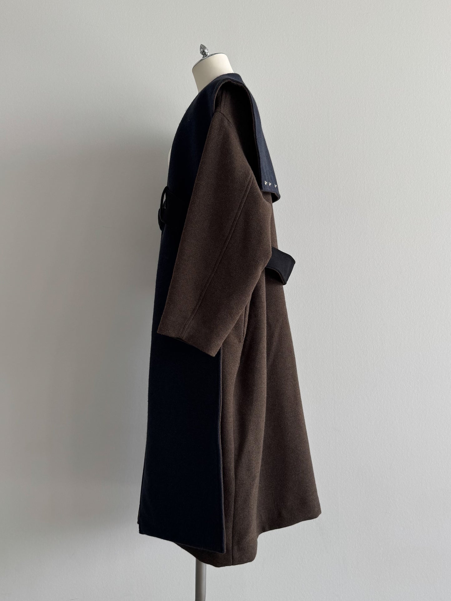 配色ロングコート