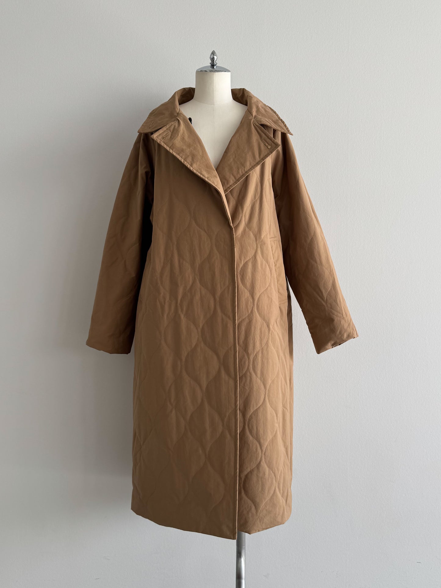 ストール付きキルティングコート