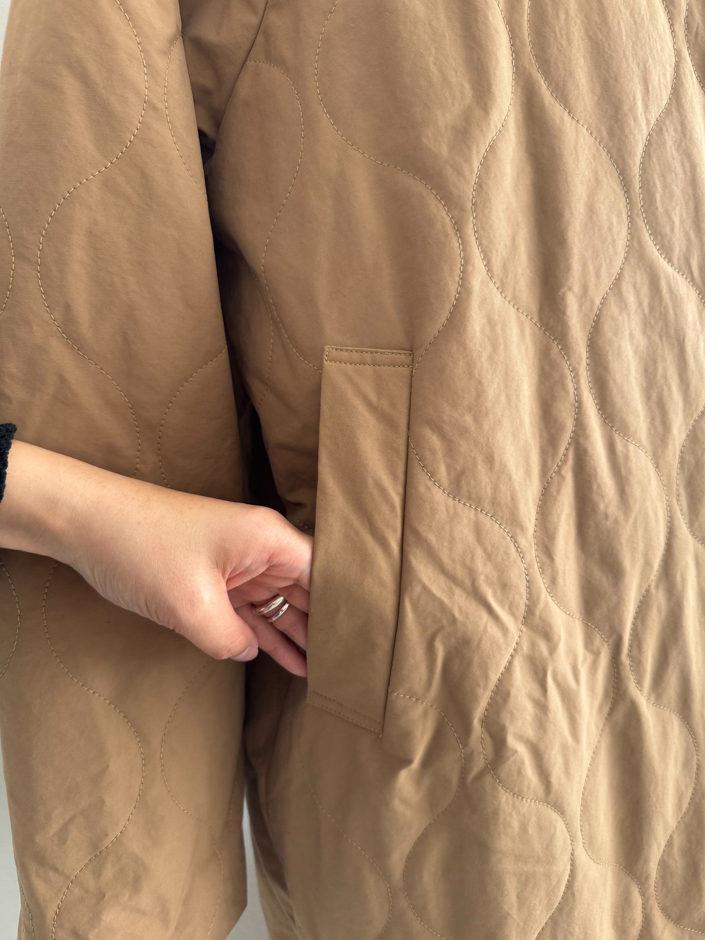 ストール付きキルティングコート