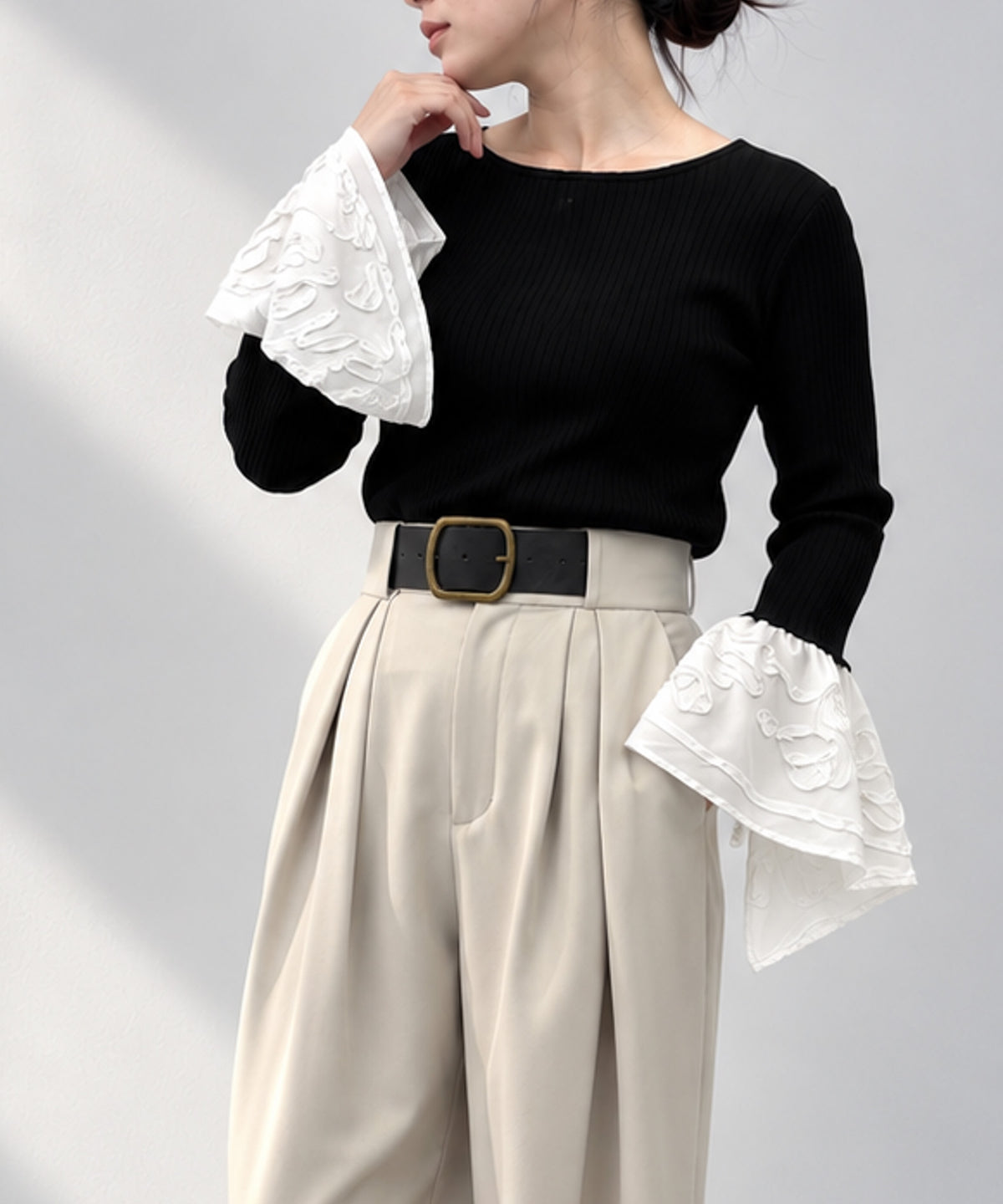 Pqran　カフスフレアニットTOPS