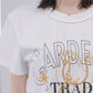 Pqran　【オリジナル図案】馬刺繍カレッジプリントTシャツ