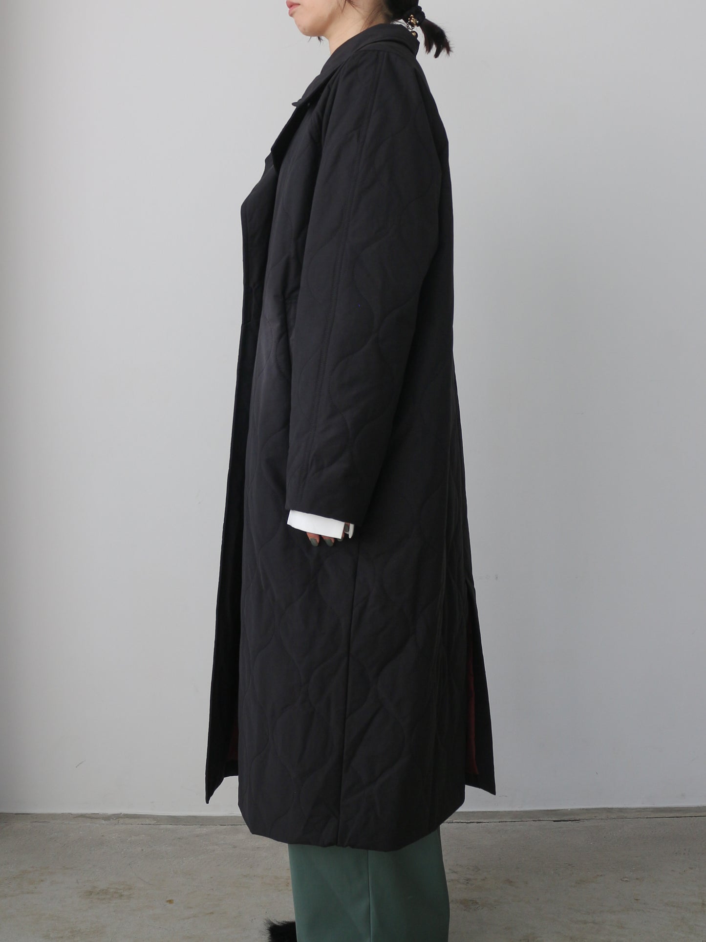 ストール付きキルティングコート
