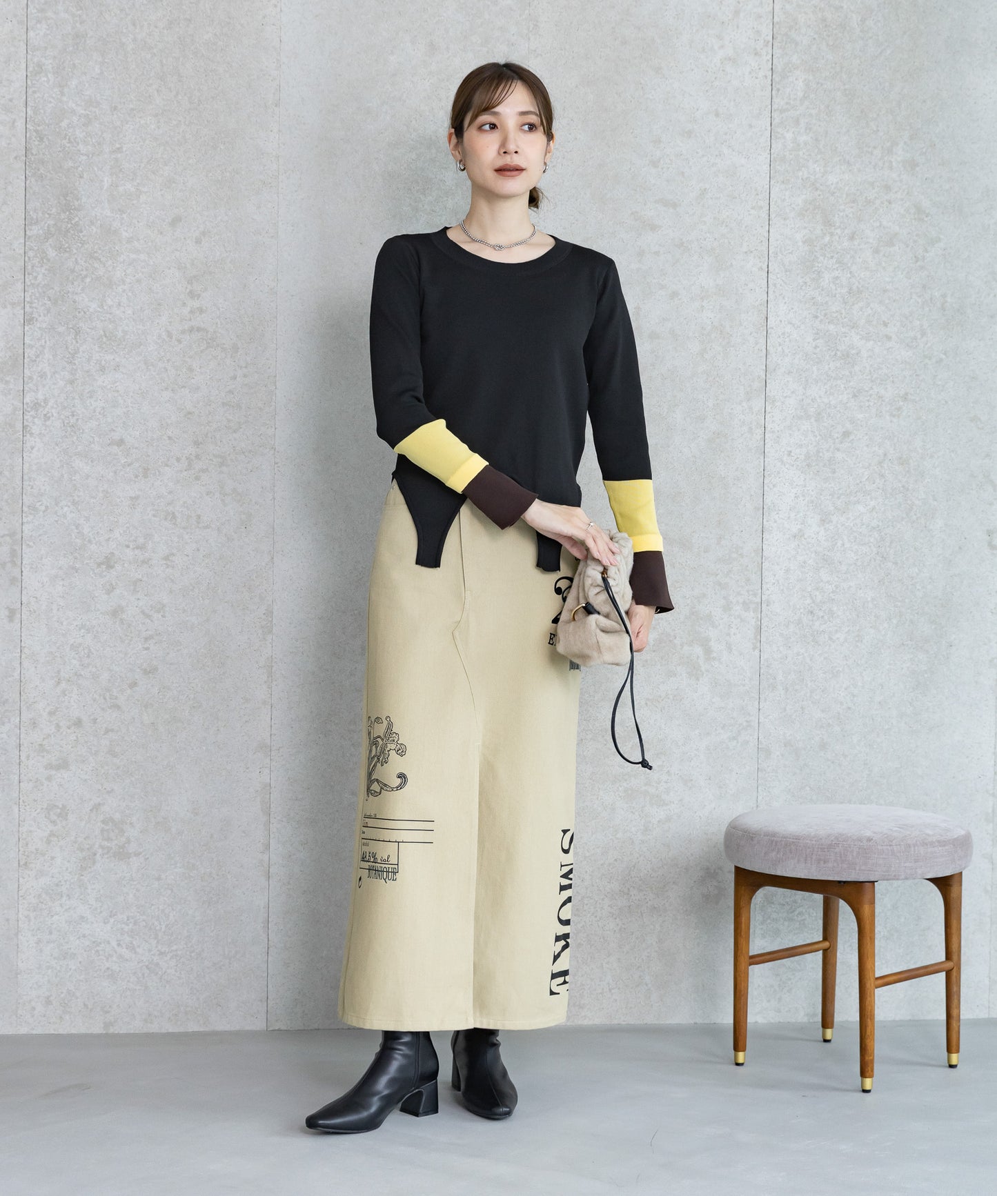 【WEB限定プライス】eru　配色スリーブニットトップス