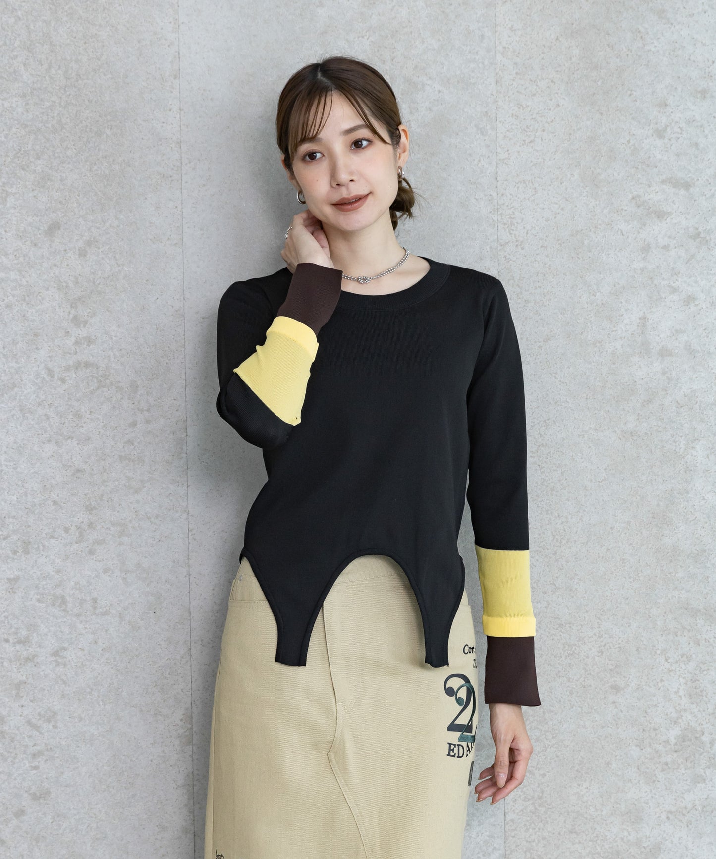 【WEB限定プライス】eru　配色スリーブニットトップス