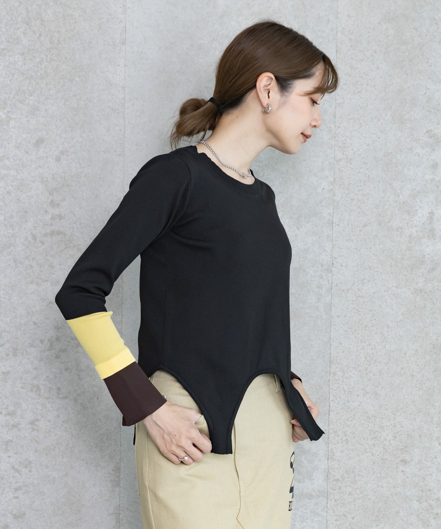 【WEB限定プライス】eru　配色スリーブニットトップス