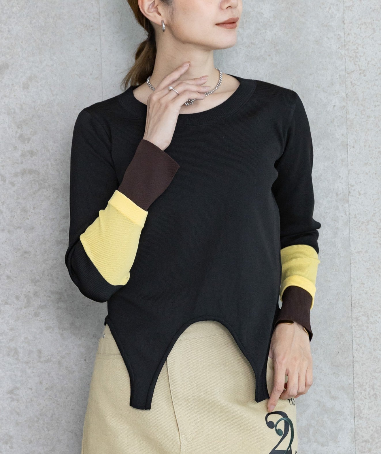 【WEB限定プライス】eru　配色スリーブニットトップス