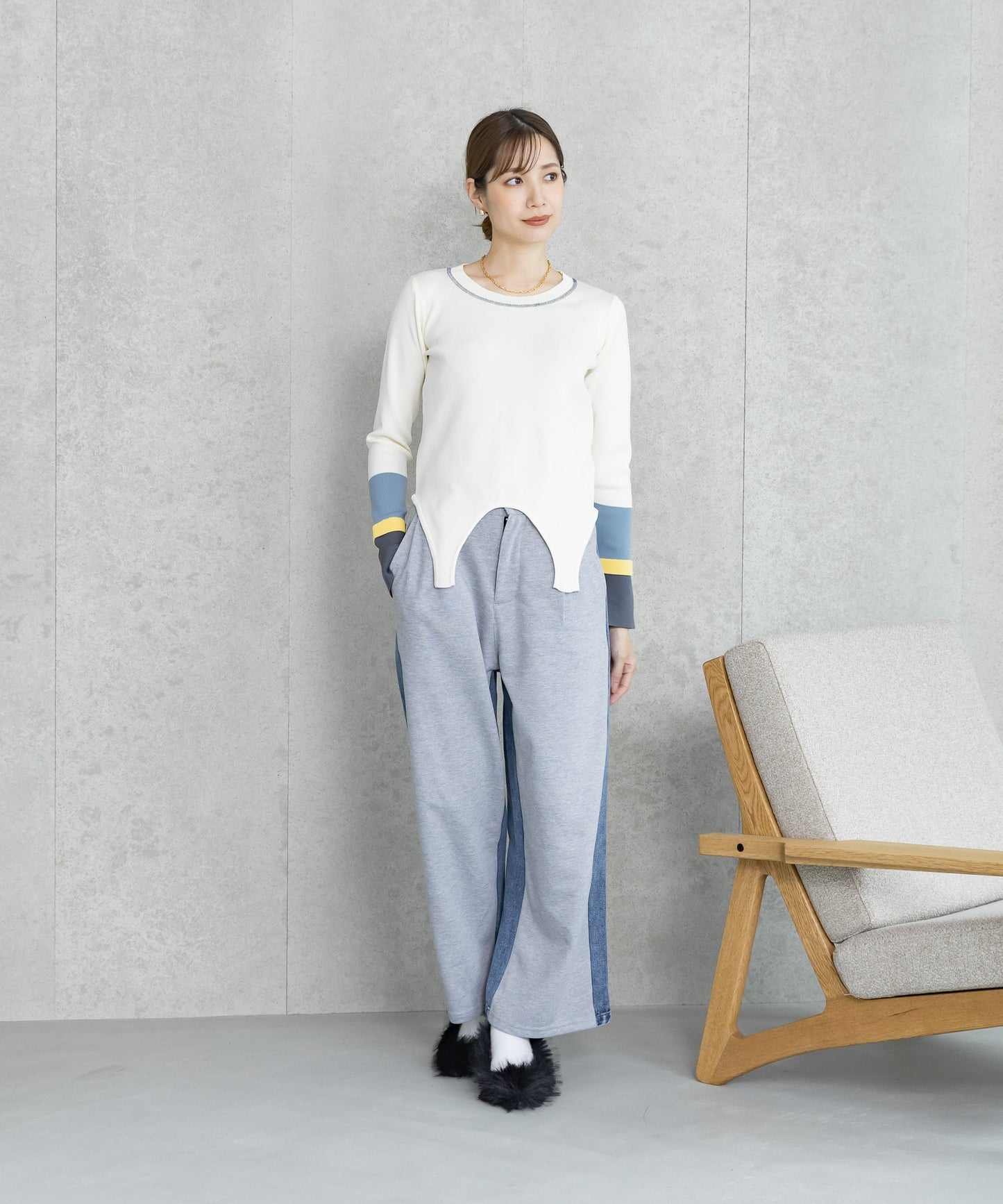 【WEB限定プライス】eru　配色スリーブニットトップス