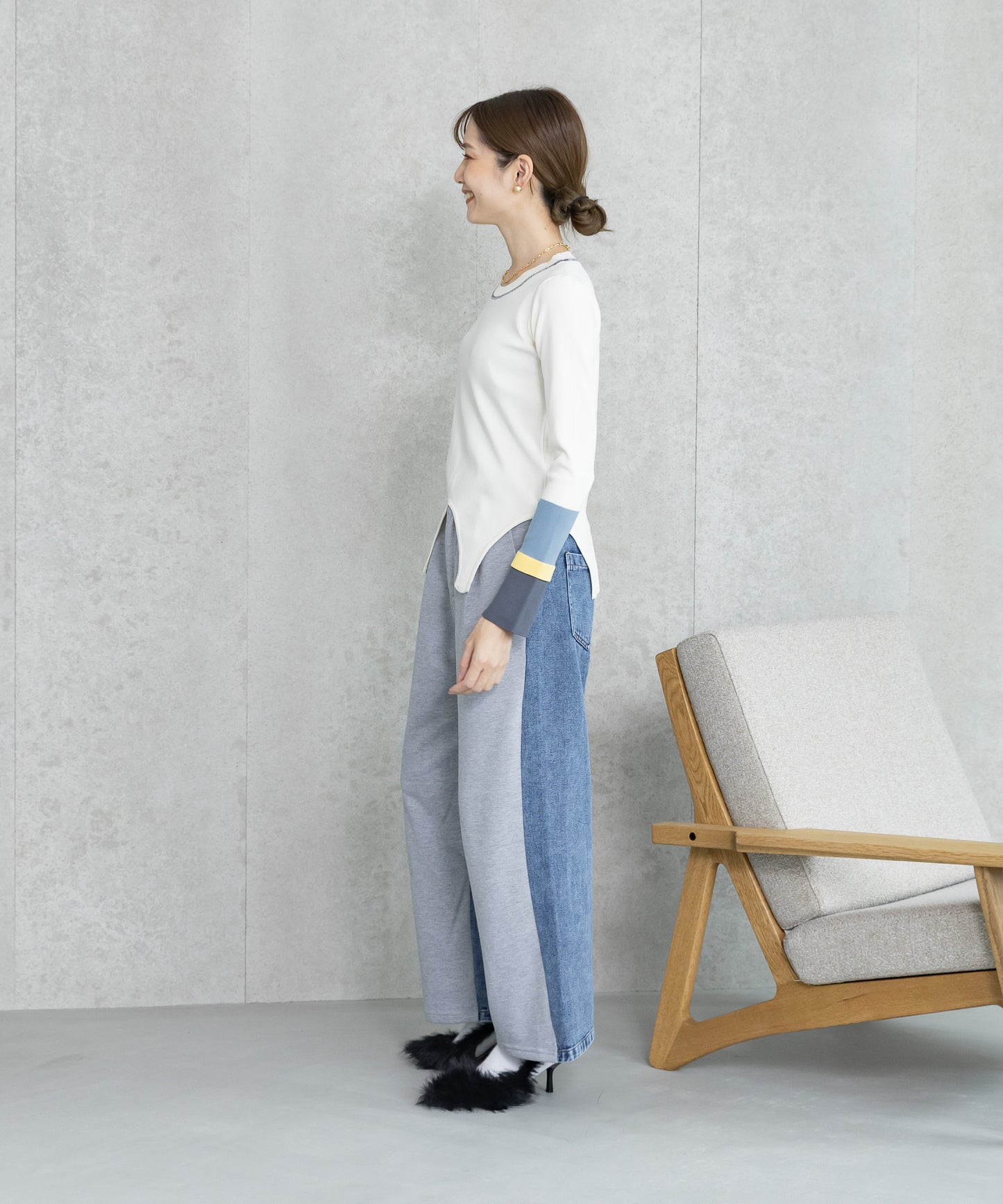 【WEB限定プライス】eru　配色スリーブニットトップス