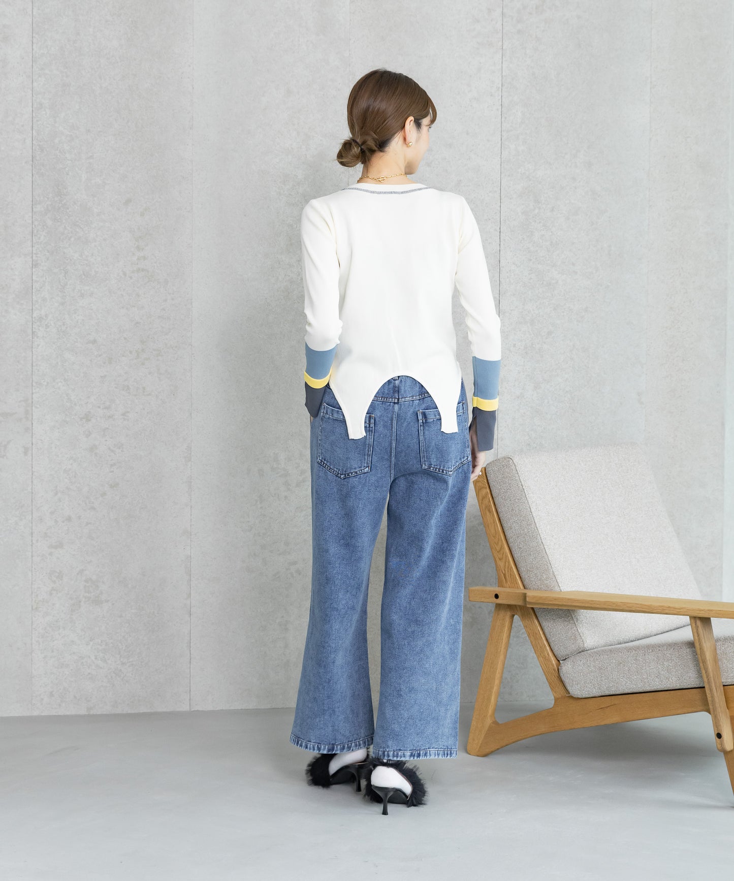 【WEB限定プライス】eru　配色スリーブニットトップス