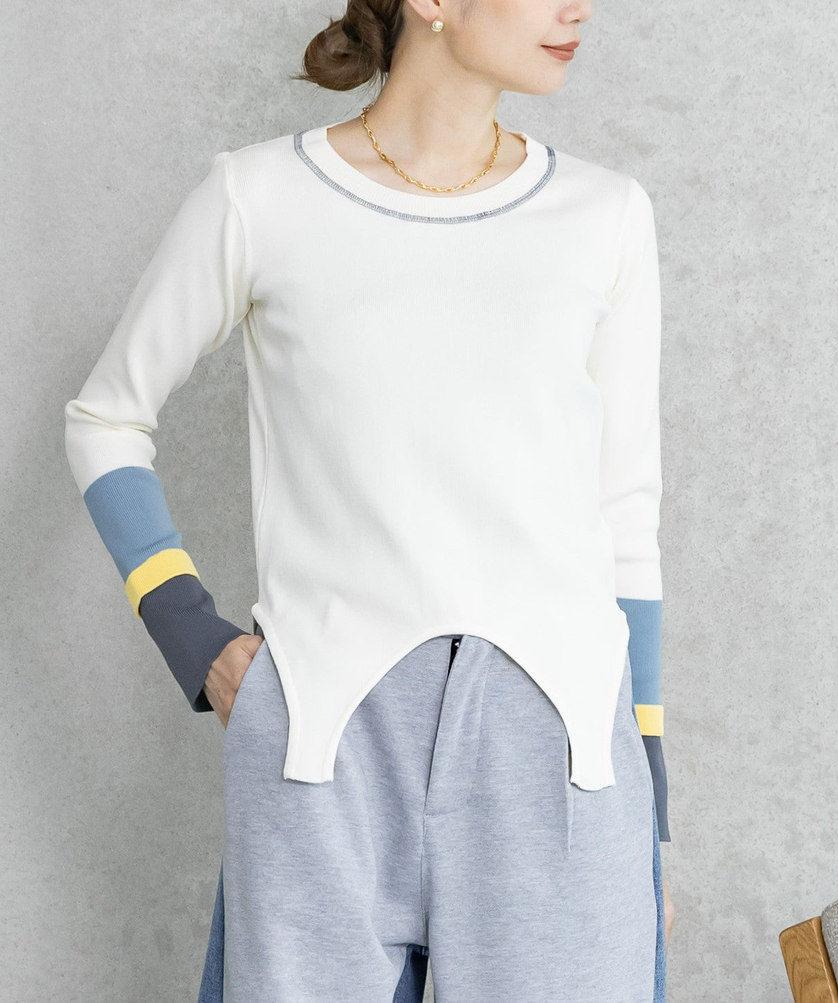 【WEB限定プライス】eru　配色スリーブニットトップス