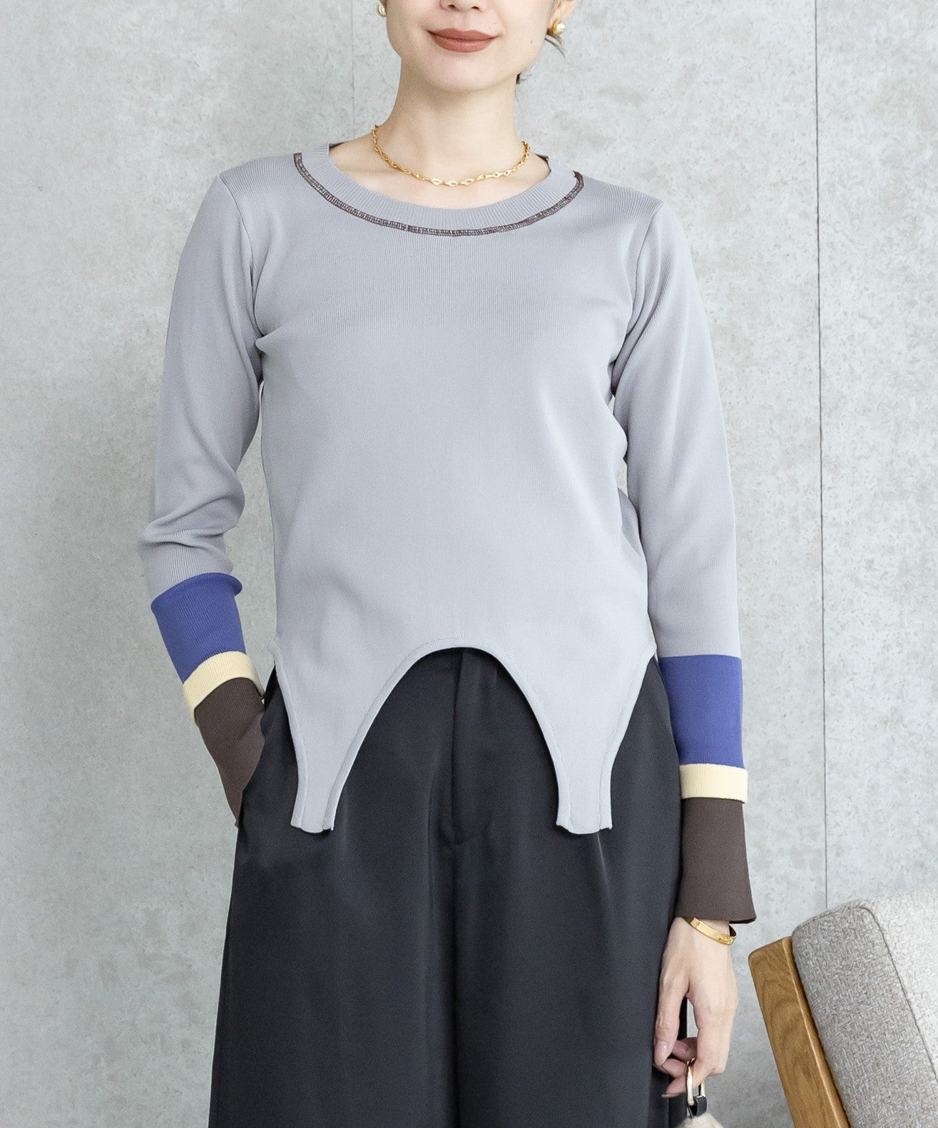 【WEB限定プライス】eru　配色スリーブニットトップス