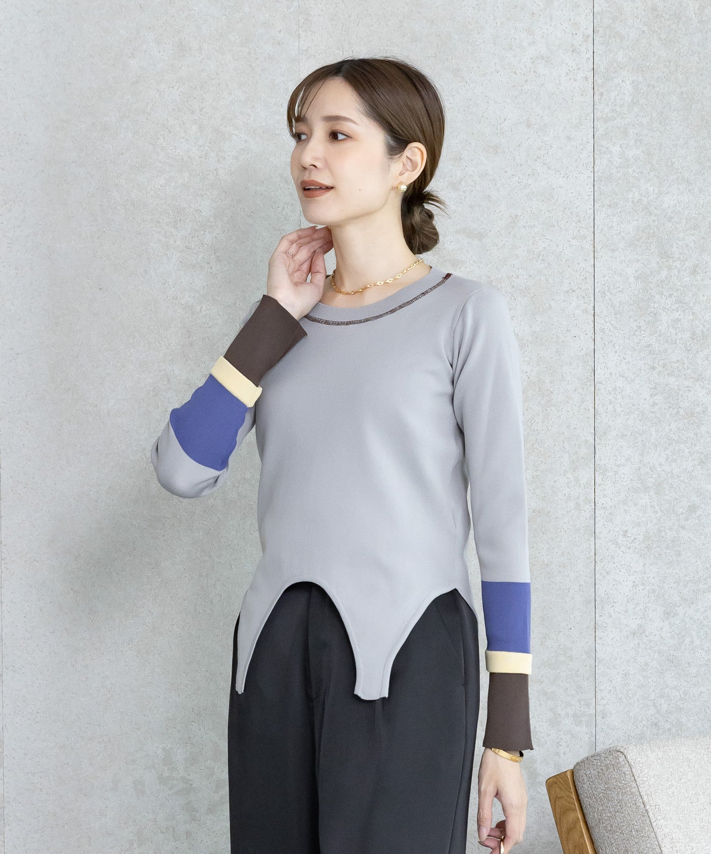 【WEB限定プライス】eru　配色スリーブニットトップス