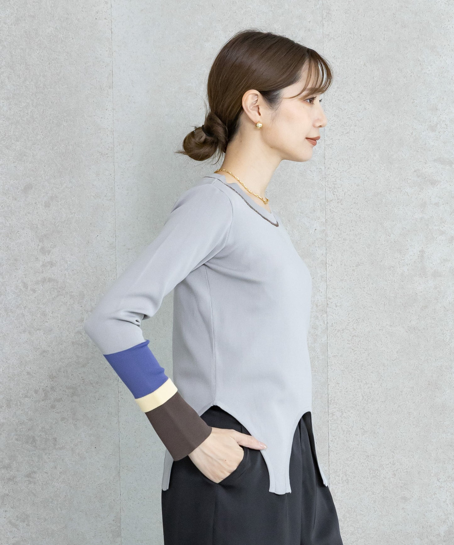 【WEB限定プライス】eru　配色スリーブニットトップス
