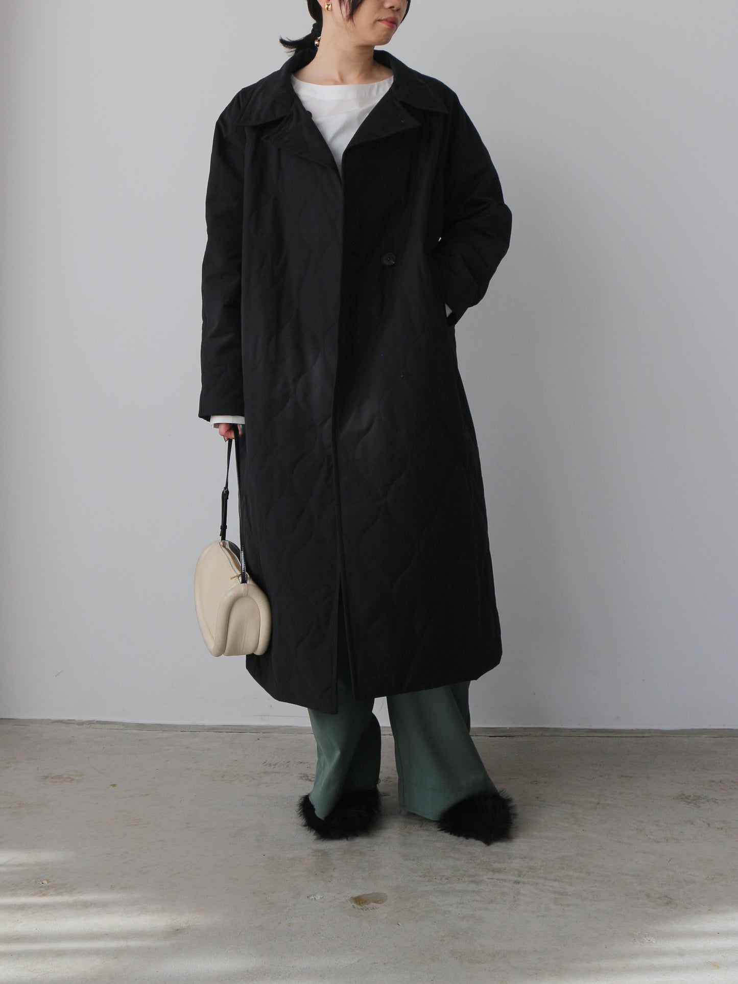 ストール付きキルティングコート