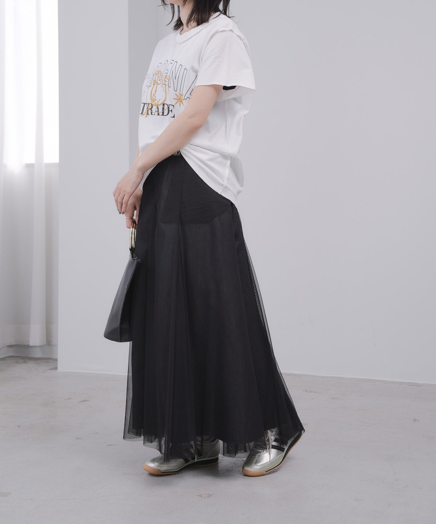 Pqran　【オリジナル図案】馬刺繍カレッジプリントTシャツ