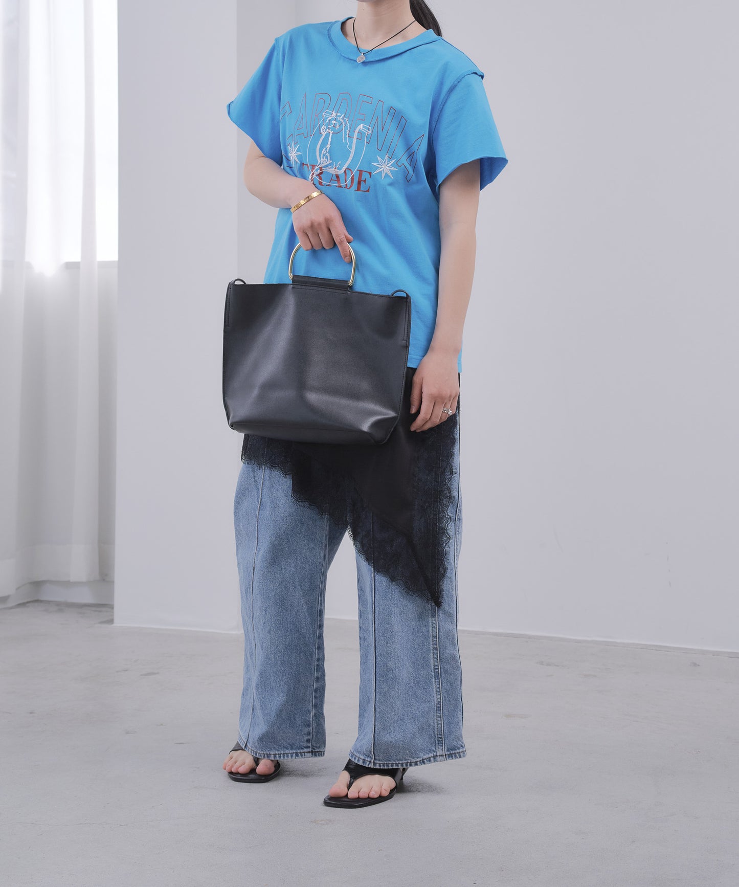 Pqran　【オリジナル図案】馬刺繍カレッジプリントTシャツ