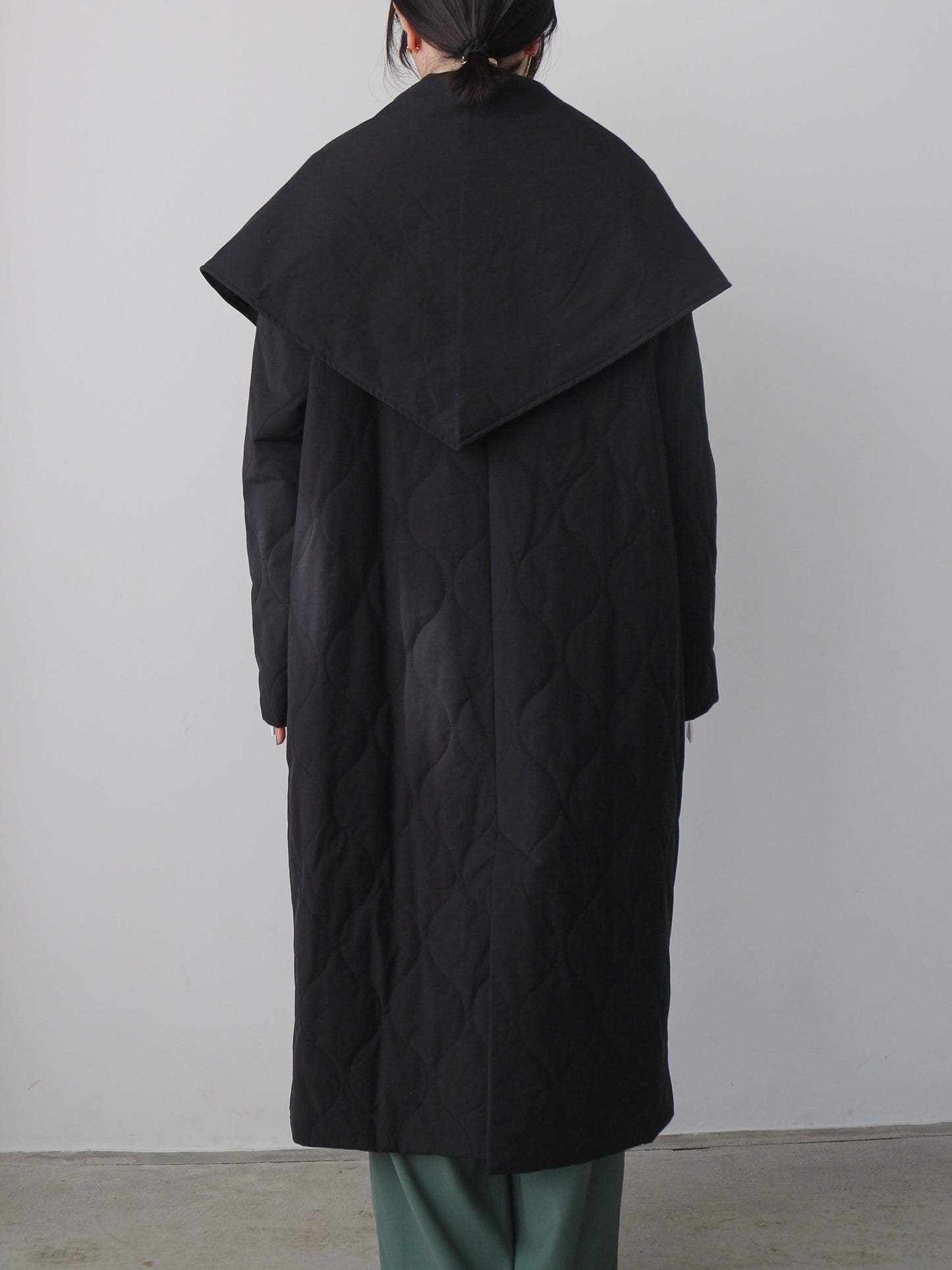ストール付きキルティングコート