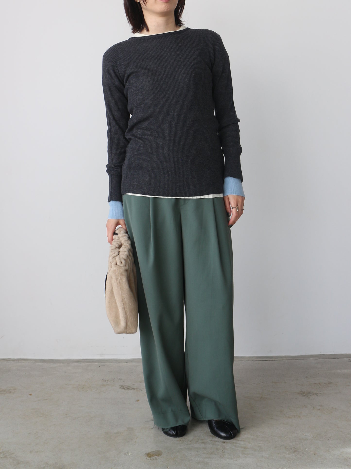 シアーリブカーディガン＆プルオーバーSET