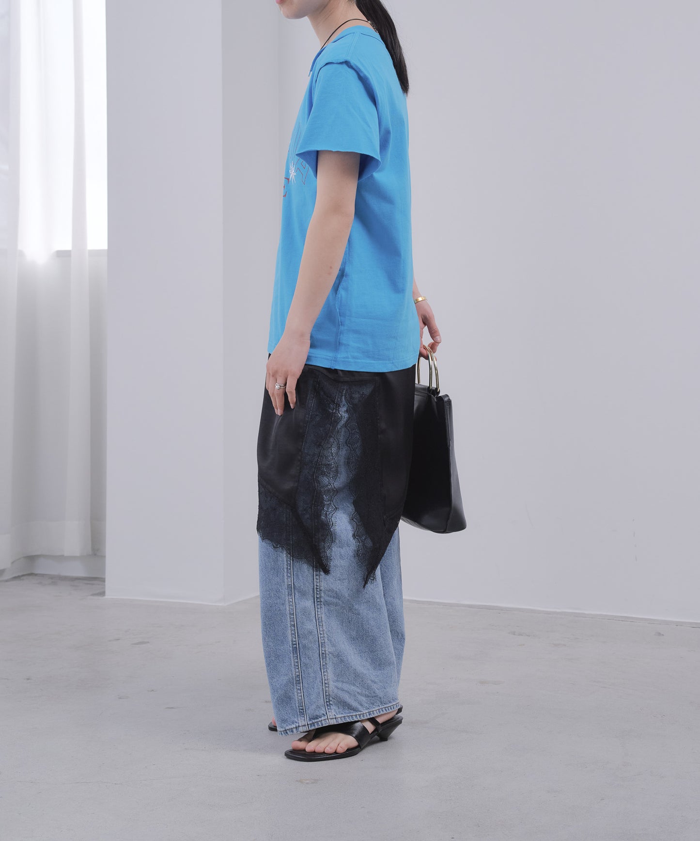 Pqran　【オリジナル図案】馬刺繍カレッジプリントTシャツ