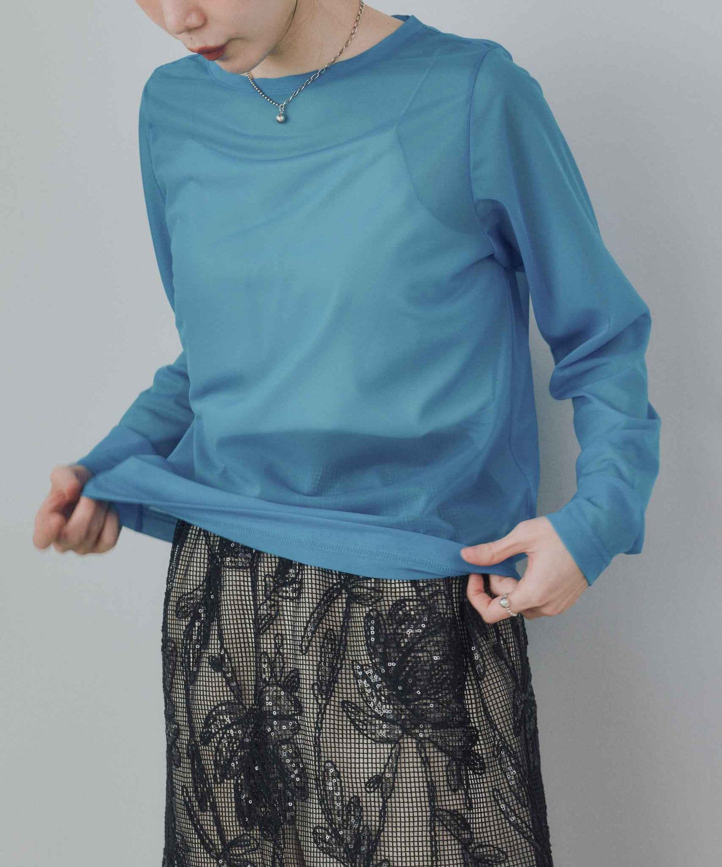 Pqran　シアーTシャツ