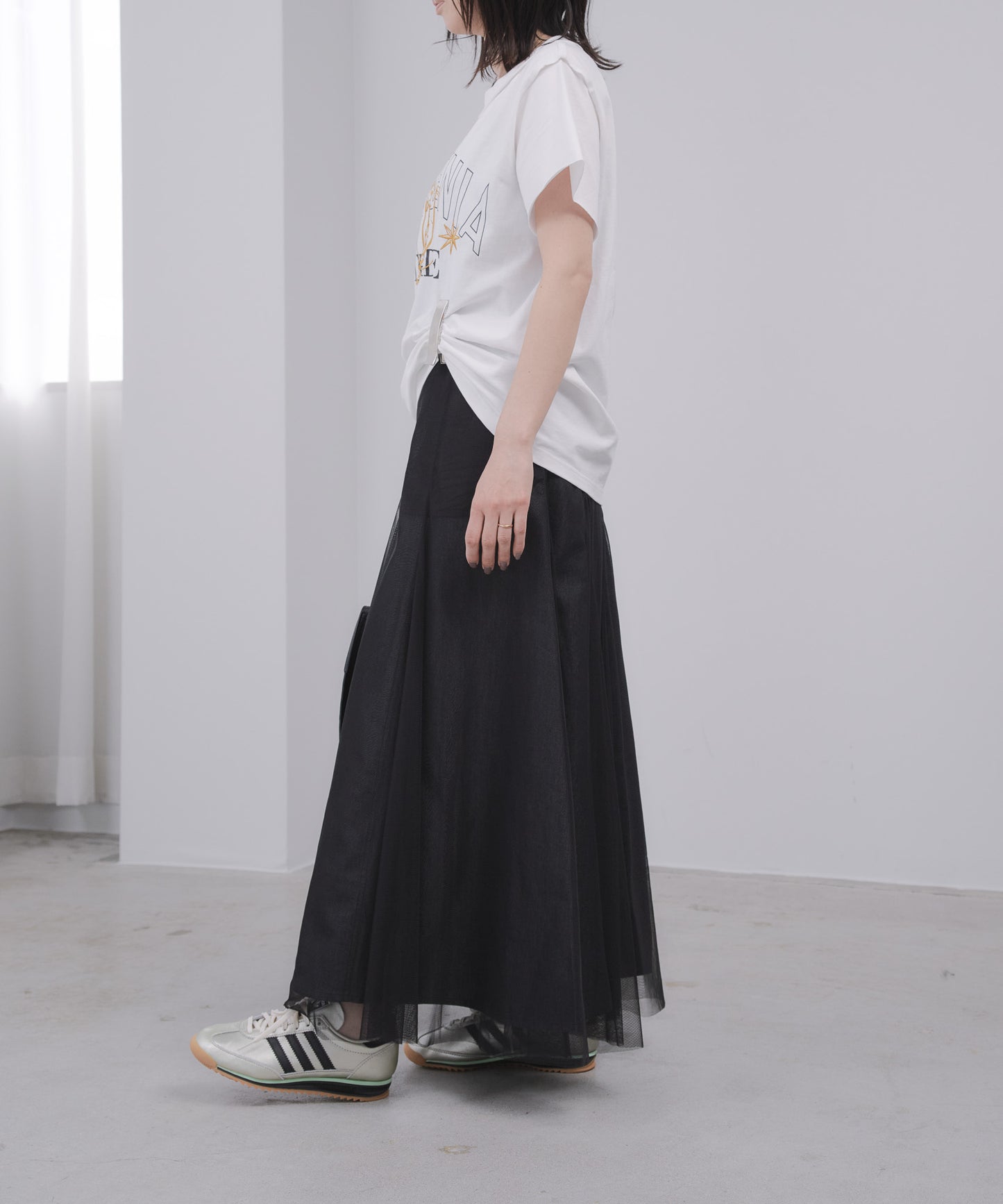 Pqran　【オリジナル図案】馬刺繍カレッジプリントTシャツ