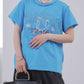 Pqran　【オリジナル図案】馬刺繍カレッジプリントTシャツ