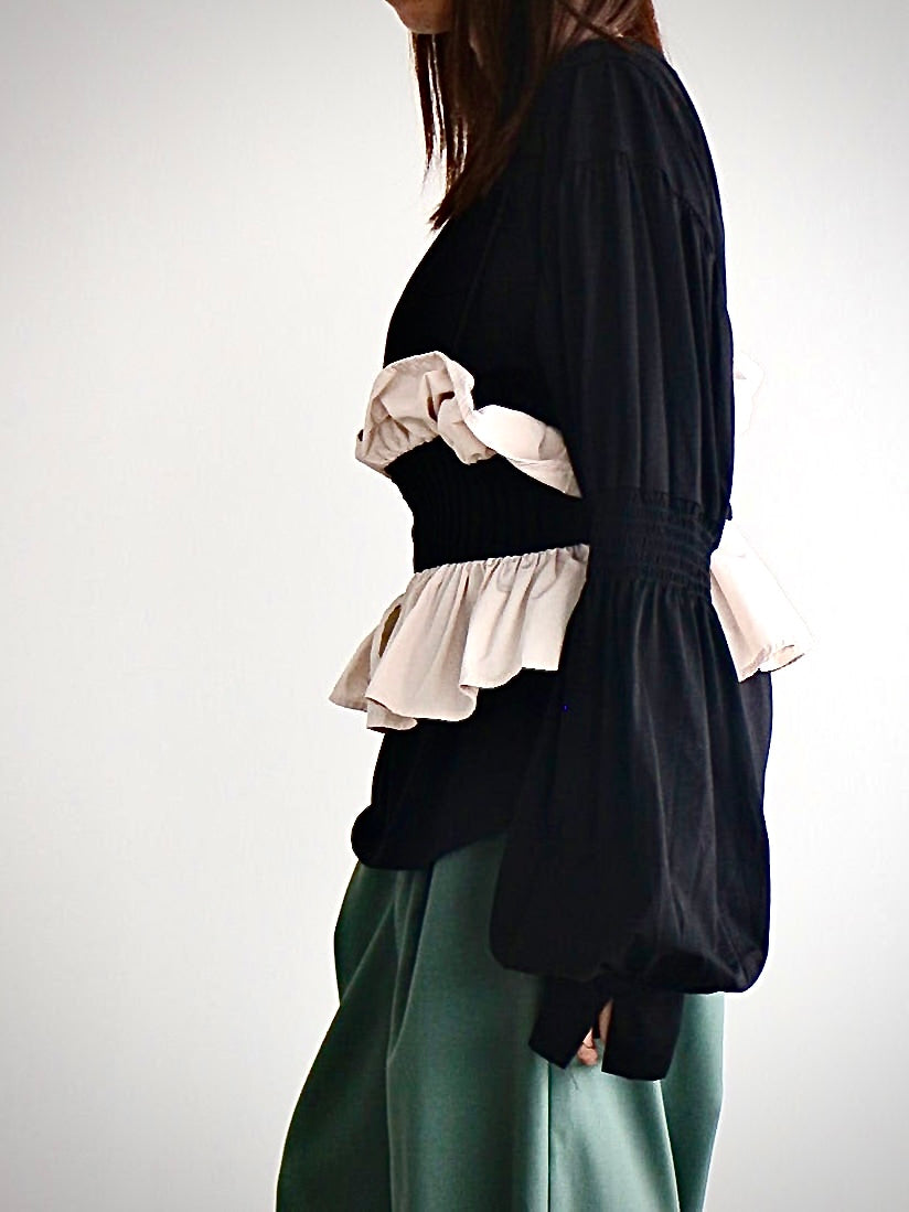 Pqran　【マルチWAY】2WAYギャザースリーブT