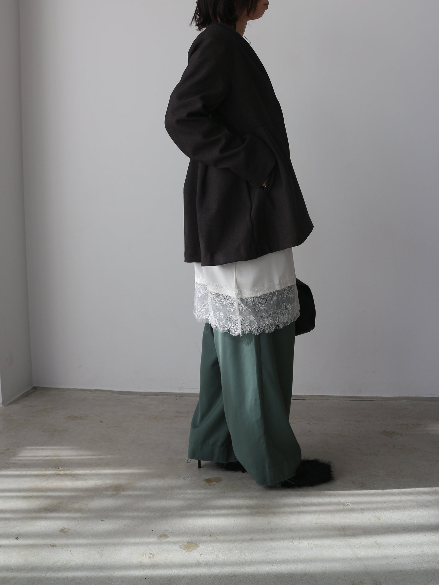 ノーカラーフレアジャケット　