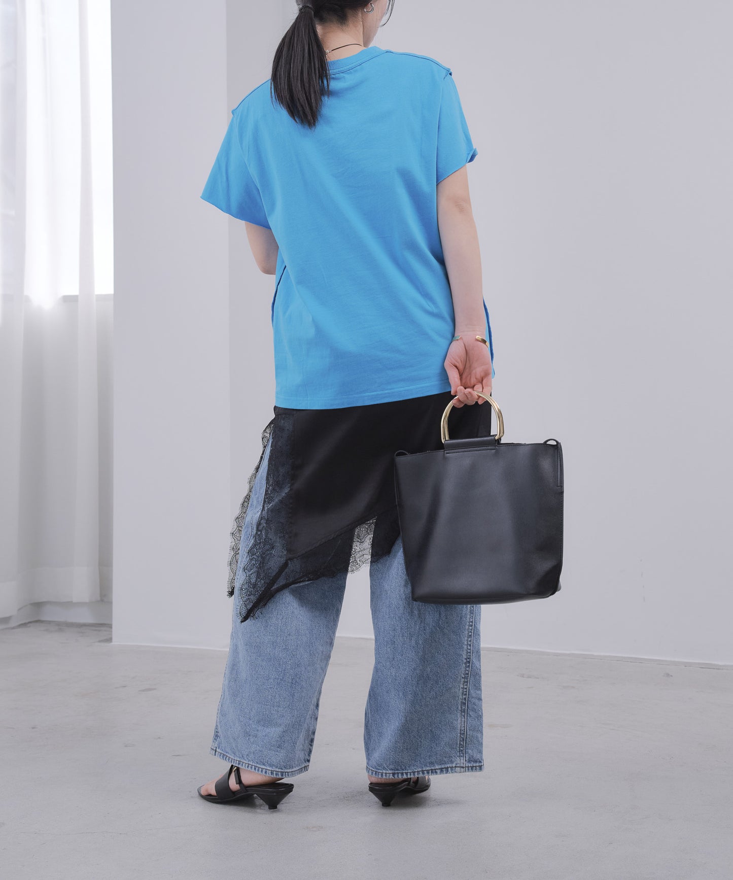 Pqran　【オリジナル図案】馬刺繍カレッジプリントTシャツ