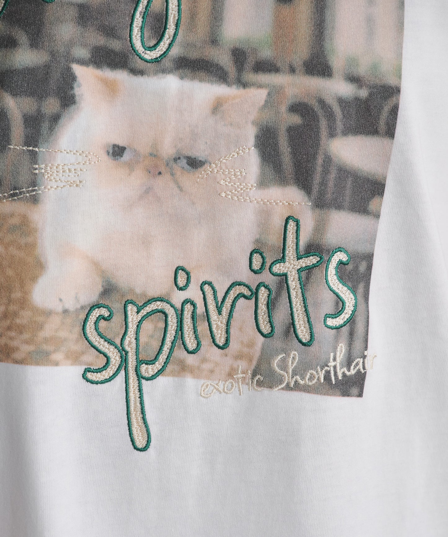 Pqran　【オリジナル図案】CATプリント刺繍Tシャツ