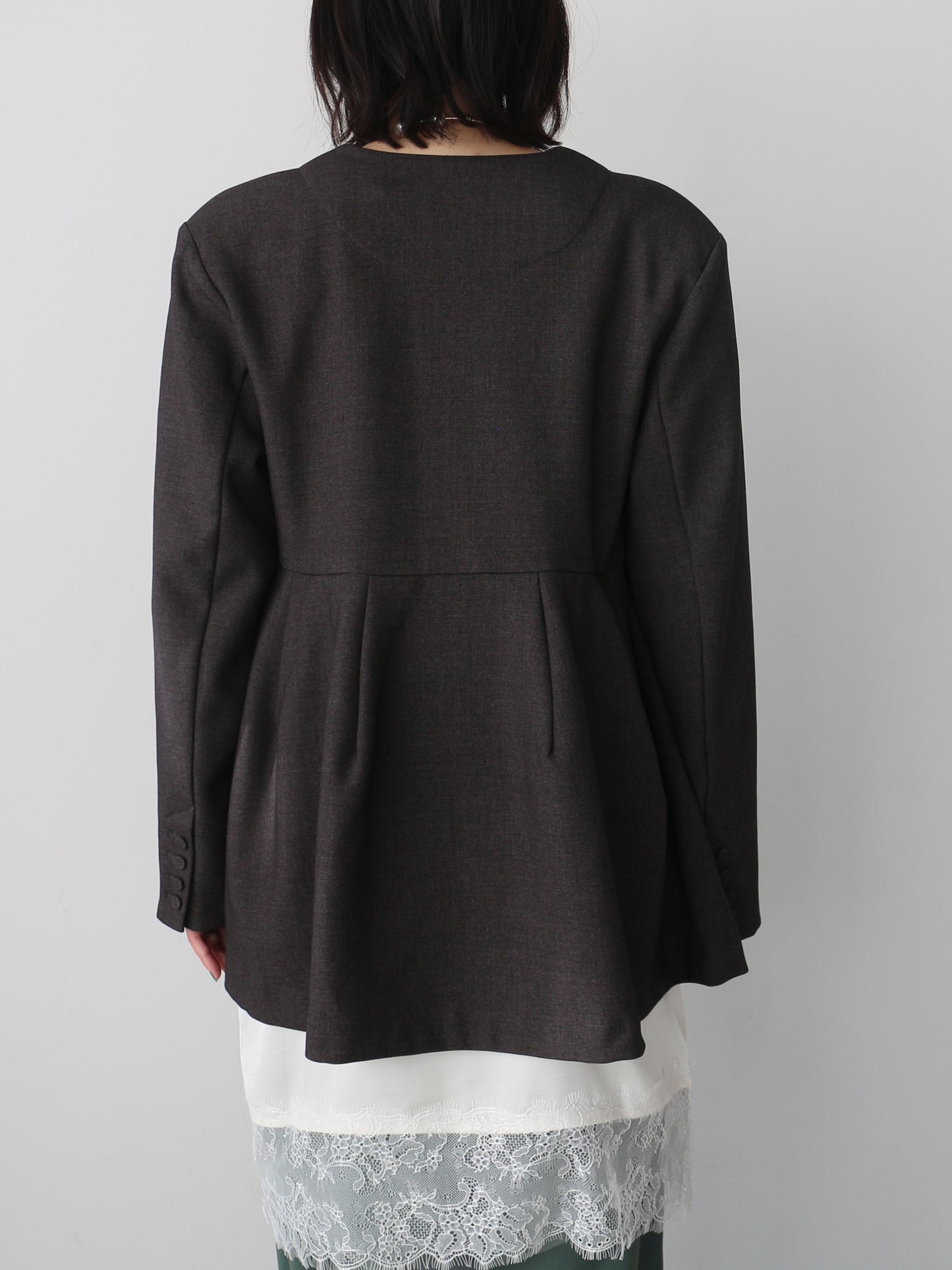 ノーカラーフレアジャケット　