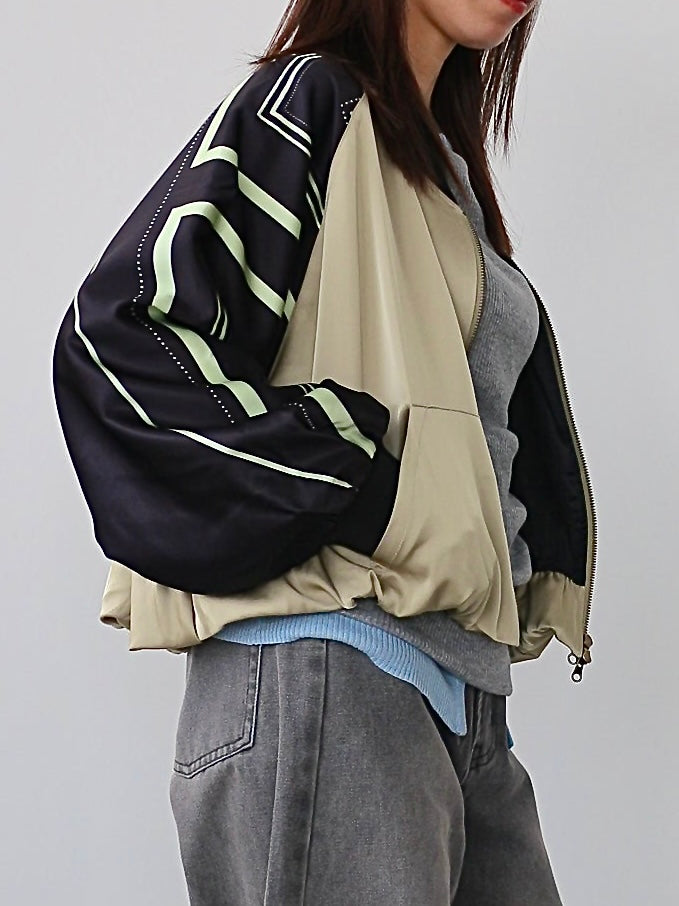 Pqran　【オリジナル図案】スカーフプリントブルゾン