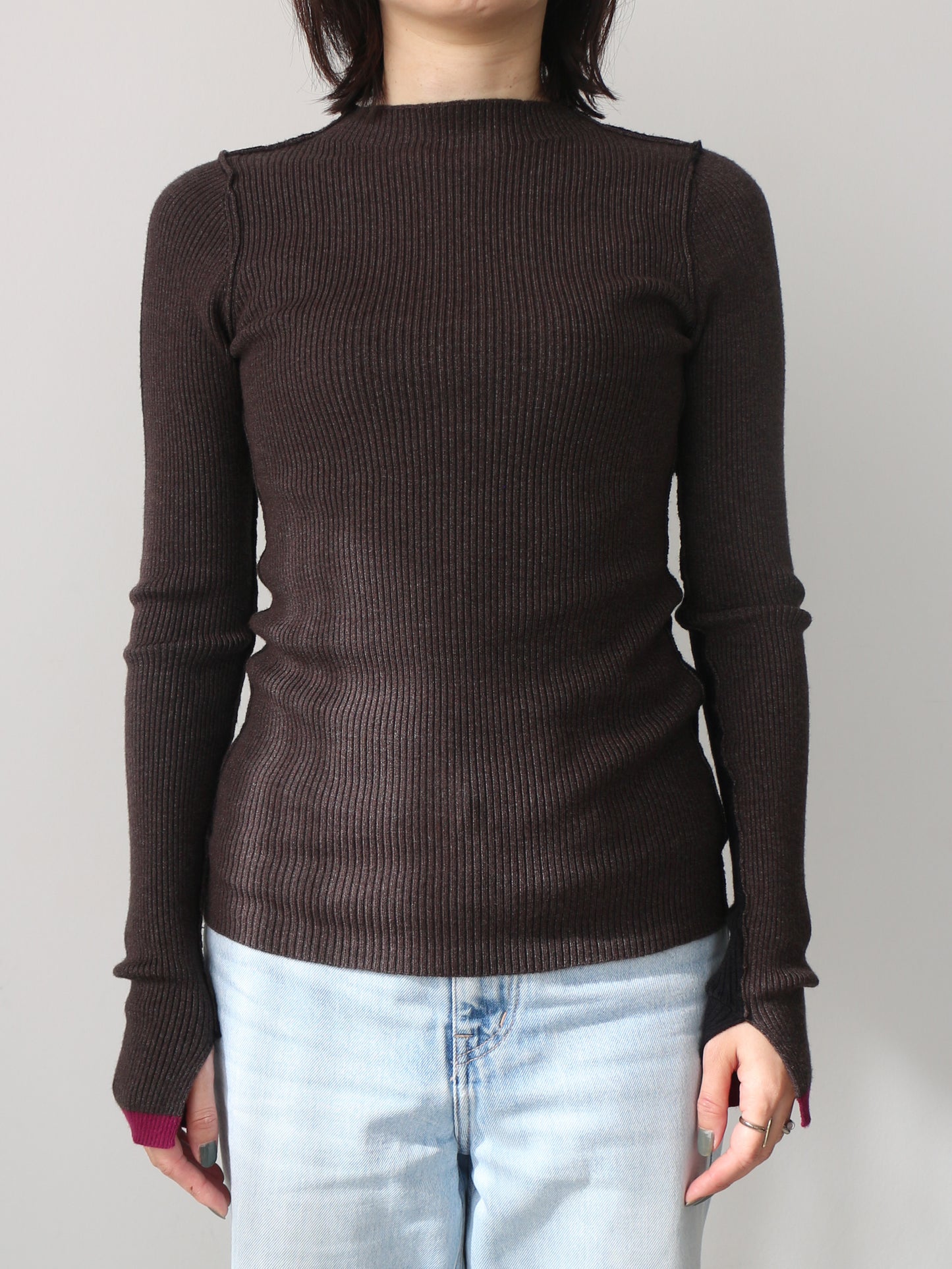 2WAY配色タートルネック