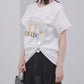 Pqran　【オリジナル図案】馬刺繍カレッジプリントTシャツ