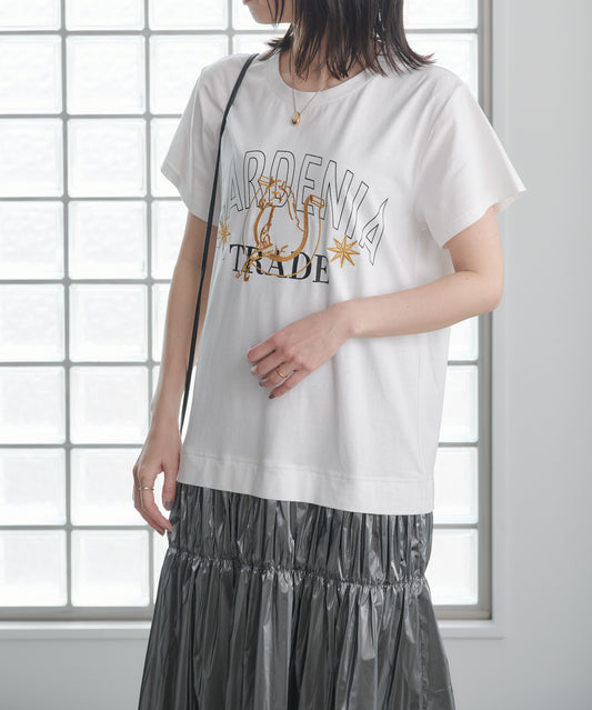 Pqran　【オリジナル図案】ホース刺繍カレッジプリントワンピース