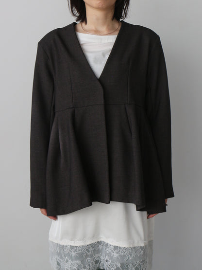 ノーカラーフレアジャケット　