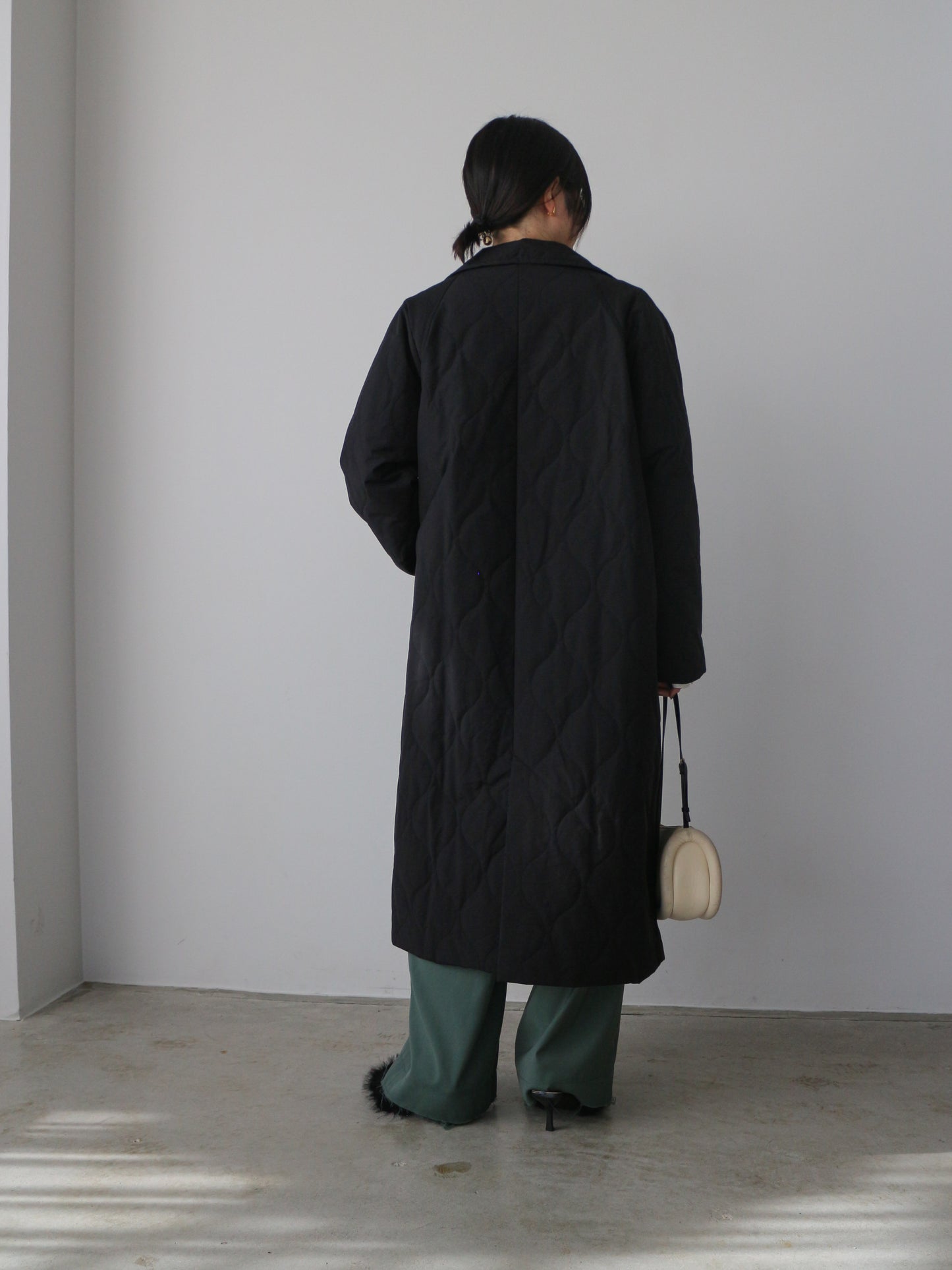 ストール付きキルティングコート