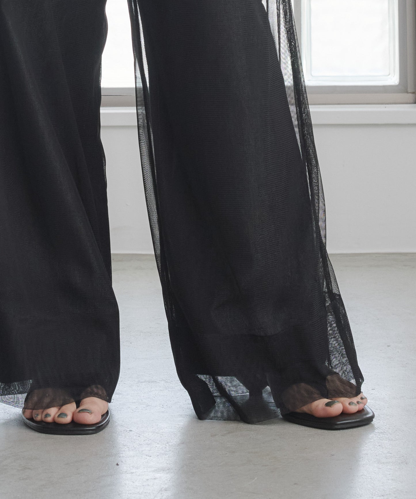 Pqran　レイヤードデニムパンツ